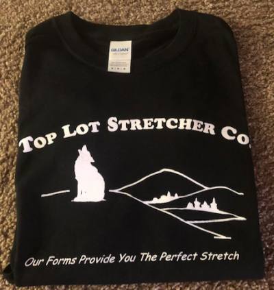 Top Lot Stretcher Co. T-shirt - Black w/ white lettering